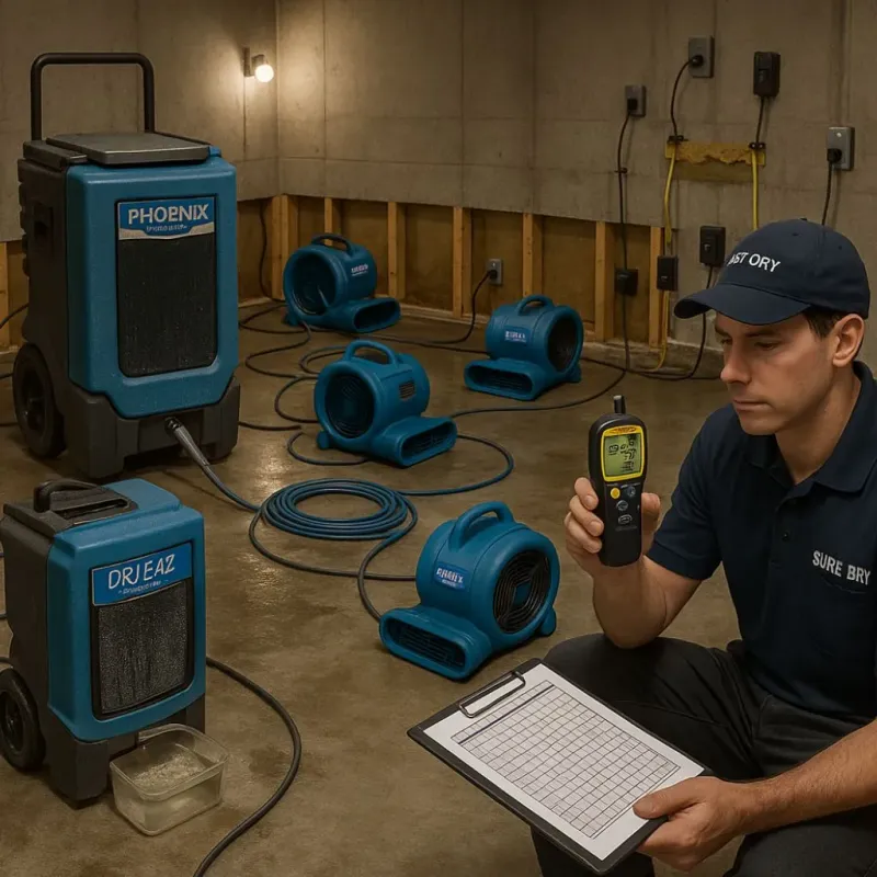 Structural Drying and Dehumidification process in Webster, MA